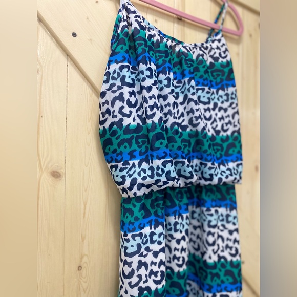 ❤️🤩She’s Cool Blue Green Black & White Leopard  Stripped Sleeveless Maxi Dress - Picture 2 of 9